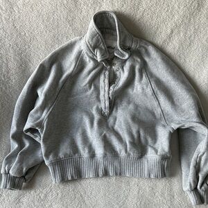 Aerie American eagle cropped sweatshirt half button up xs grey